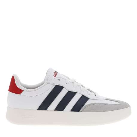 Tennis en cuir blanches à semelle écrue avec logo bleu et rouge - Image 2