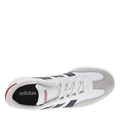Tennis en cuir blanches à semelle écrue avec logo bleu et rouge - Image 4