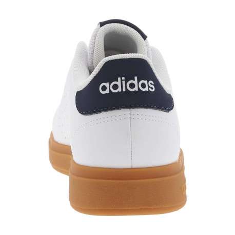 Tennis blanches et bleues à semelle camel avec lacets plats et bandes perforées - Image 6