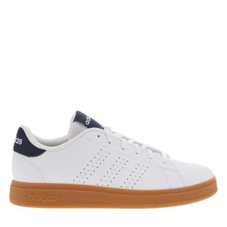 Tennis blanches et bleues à semelle camel avec lacets plats et bandes perforées - Image 2