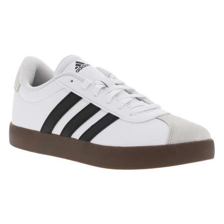 Tennis en cuir blanches à semelle marron foncé avec logos noirs - Image 4