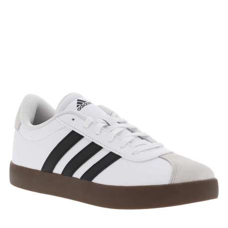 Tennis en cuir blanches à semelle marron foncé avec logos noirs - Image 6