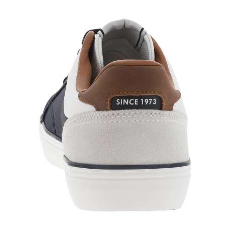 Tennis marines en cuir toile basse avec lacets plats, logo blanc et talon plat - Image 6