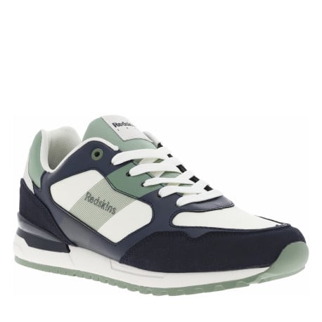 Baskets running marine à talon plat avec empiècements écrus et verts