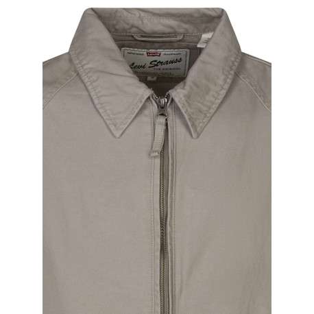 Blouson en coton beige uni avec une coupe droite et un col à revers - Image 3