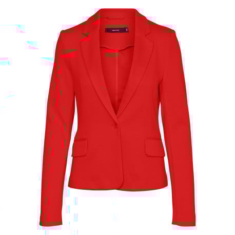 Blazer rouge uni avec une coupe ajustée et des poches à rabats