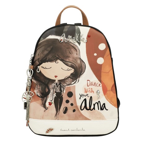 Sac à dos rouille imprimé avec une fermeture zippée et nom iconique 