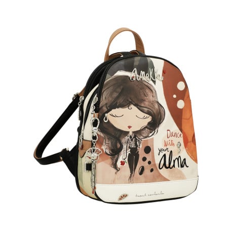 Sac à dos rouille imprimé avec une fermeture zippée et nom iconique  - Image 2