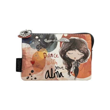 Porte-monnaie rouille imprimé avec des compartiments et zip de fermeture