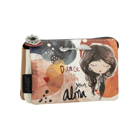 Porte-monnaie rouille imprimé avec des compartiments et zip de fermeture - Image 2