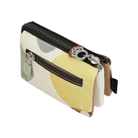 Porte-monnaie rouille imprimé avec des compartiments et zip de fermeture - Image 5