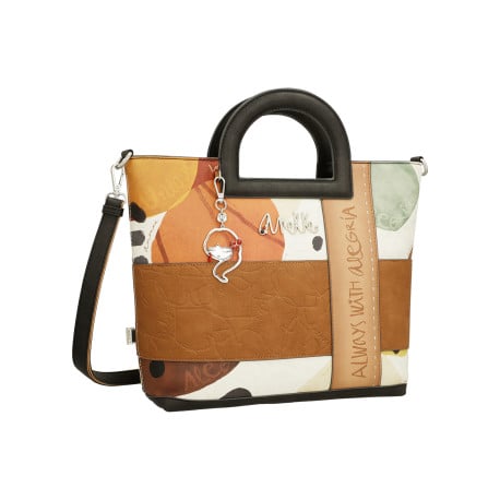 Sac à main camel imprimé avec le nom iconique sur le devant  - Image 2