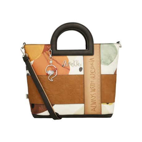 Sac à main camel imprimé avec le nom iconique sur le devant  - Image 3