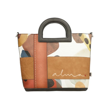 Sac à main camel imprimé avec le nom iconique sur le devant  - Image 5