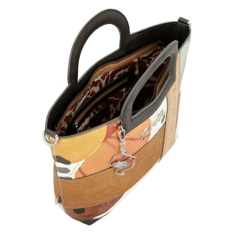 Sac à main camel imprimé avec le nom iconique sur le devant  - Image 7