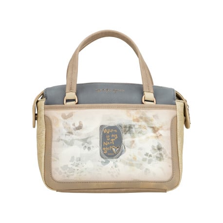 Sac bowling porté main beige imprimé avec une bandoulière ajustable - Image 5