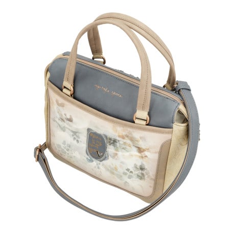 Sac bowling porté main beige imprimé avec une bandoulière ajustable - Image 6