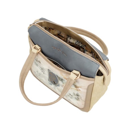 Sac bowling porté main beige imprimé avec une bandoulière ajustable - Image 8