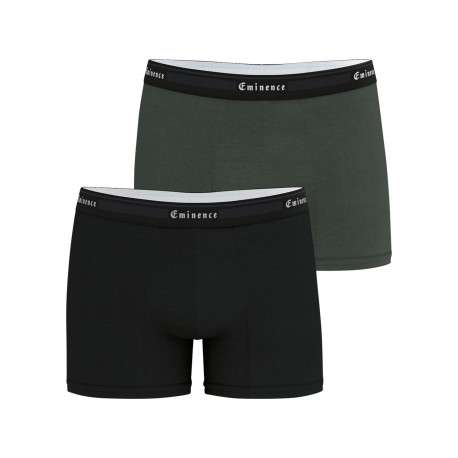 Lot de 2 boxers classiques en coton bicolores unis avec le nom de la marque