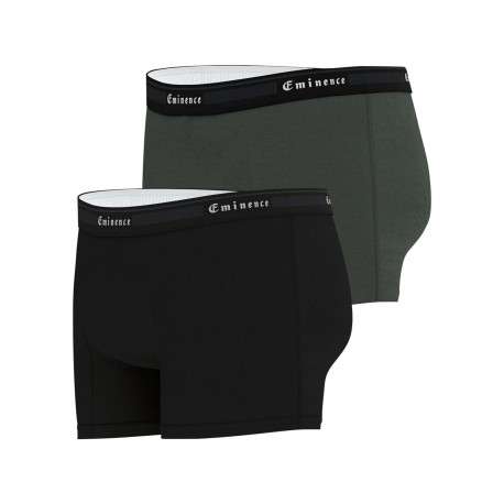 Lot de 2 boxers classiques en coton bicolores unis avec le nom de la marque - Image 2