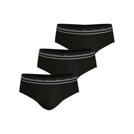 Lot de 3 slips en coton noirs unis avec le nom de la marque à la ceinture - Image 2