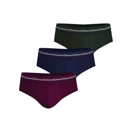 Lot de 3 slips en coton tricolores unis avec le nom de la marque - Image 2
