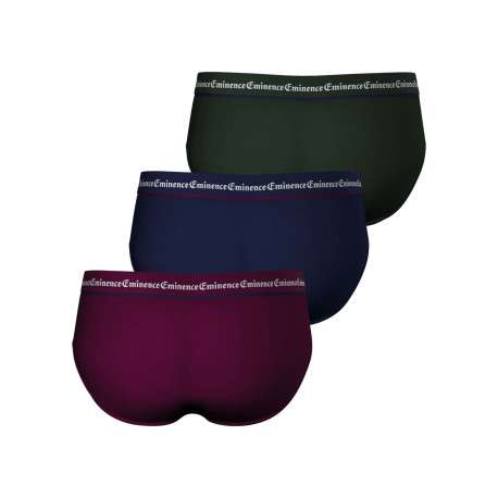 Lot de 3 slips en coton tricolores unis avec le nom de la marque - Image 3