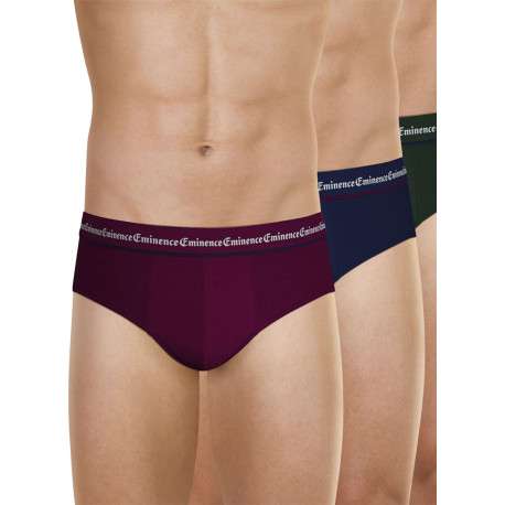 Lot de 3 slips en coton tricolores unis avec le nom de la marque - Image 4