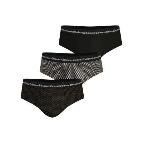 Lot de 3 slips en coton noirs à motifs avec le nom de la marque