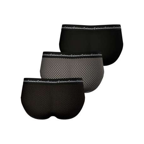 Lot de 3 slips en coton noirs à motifs avec le nom de la marque - Image 2