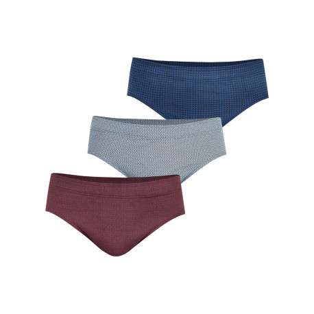 Lot de 3 slips en coton tricolores à motifs avec une ceinture élastiquée