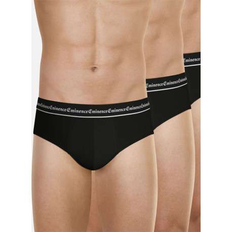 Lot de 3 slips en coton noirs unis avec le nom de la marque à la ceinture