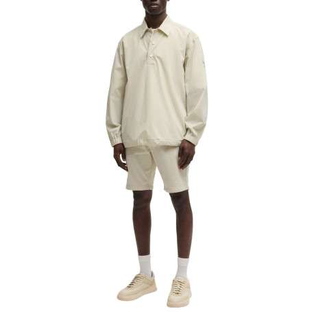 Short chino en coton beige uni à coupe regular fit avec des passants - Image 5