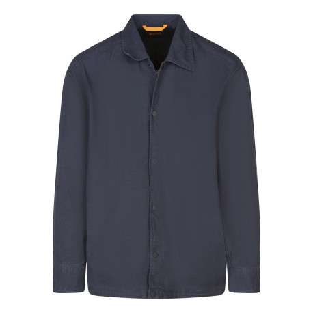 Surchemise en coton marine unie avec une coupe droite et un col à revers