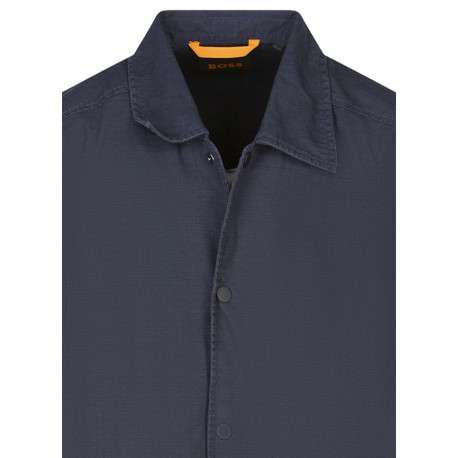 Surchemise en coton marine unie avec une coupe droite et un col à revers - Image 3