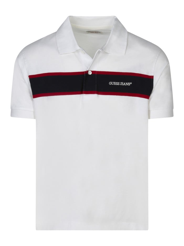 Polo en coton blanc uni à...
