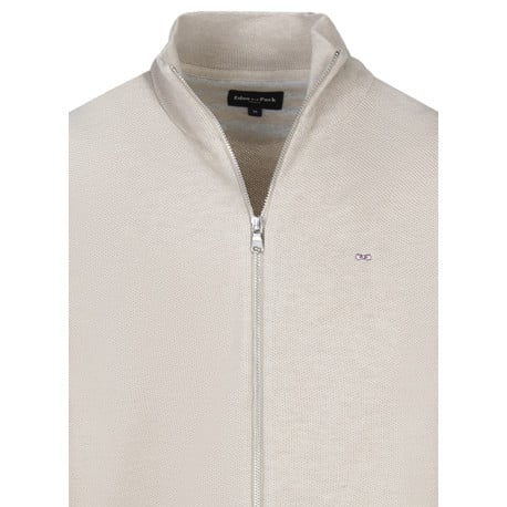 Gilet en coton beige uni avec une coupe droite et un col montant