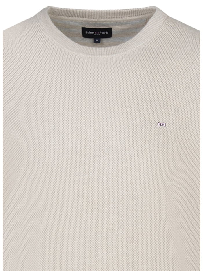 Pull en coton beige uni...