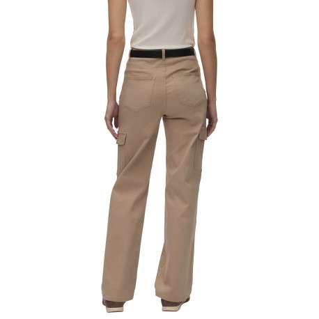 Pantalon cargo en coton beige uni avec une coupe bootcut et une taille haute - Image 6