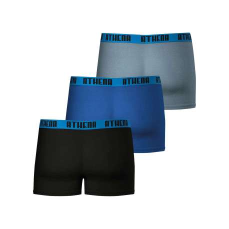 Lot de 3 boxers classiques en coton tricolores unis avec le nom de la marque - Image 2