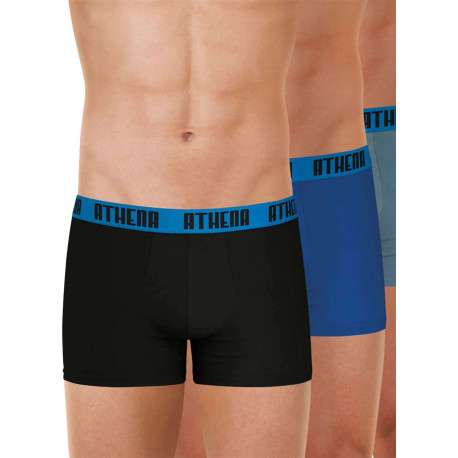 Lot de 3 boxers classiques en coton tricolores unis avec le nom de la marque - Image 3