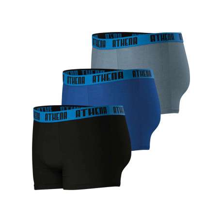 Lot de 3 boxers classiques en coton tricolores unis avec le nom de la marque - Image 4