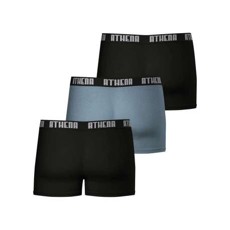 Lot de 3 boxers classiques en coton bicolores unis avec le nom de la marque - Image 2