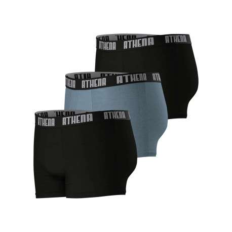 Lot de 3 boxers classiques en coton bicolores unis avec le nom de la marque - Image 4