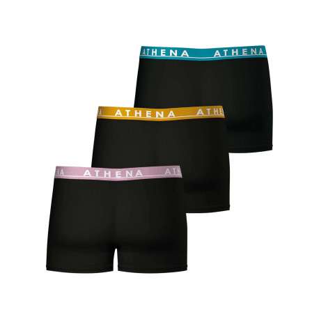 Lot de 3 boxers classiques en coton noirs unis à ceintures tricolores - Image 2