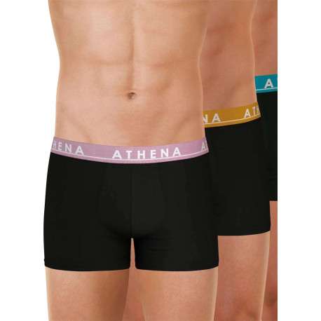 Lot de 3 boxers classiques en coton noirs unis à ceintures tricolores - Image 3