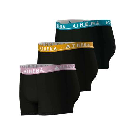Lot de 3 boxers classiques en coton noirs unis à ceintures tricolores - Image 4