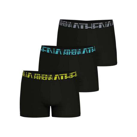 Lot de 3 boxers classiques en coton noirs unis avec le nom de la marque