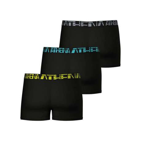 Lot de 3 boxers classiques en coton noirs unis avec le nom de la marque - Image 2
