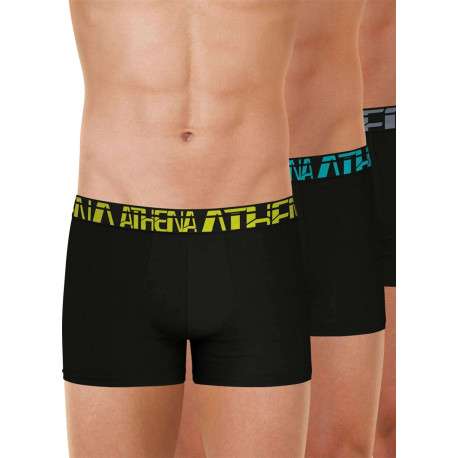 Lot de 3 boxers classiques en coton noirs unis avec le nom de la marque - Image 3